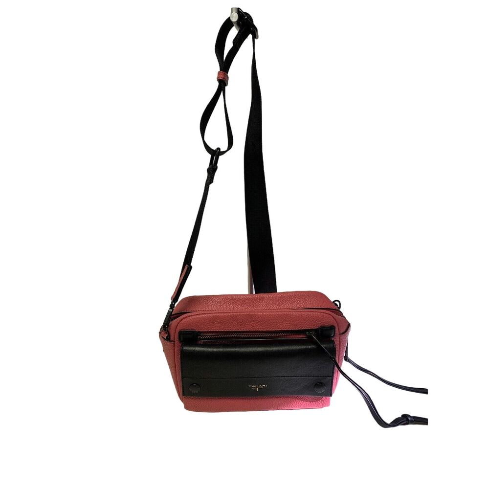 T Tahari Logo Leather Crossbody Bag Pink
